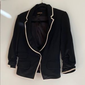 LaRok black jacket white trim, ruched sleeve